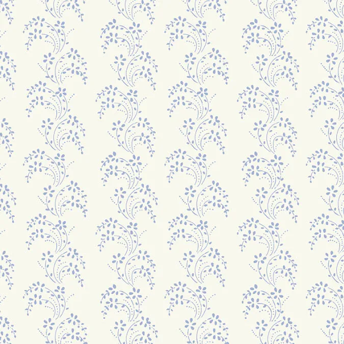 Katoen wit met sierlijke blauwe bloemmotieven